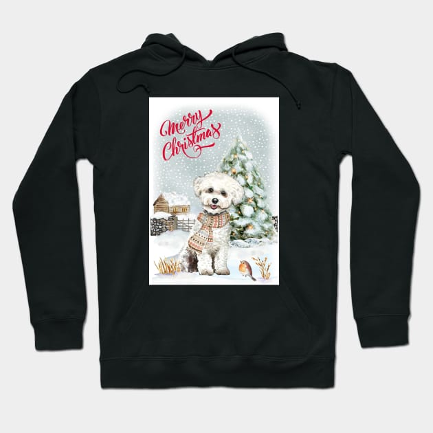 Bichon Frise Merry Christmas Santa Dog Hoodie by Puppy Eyes